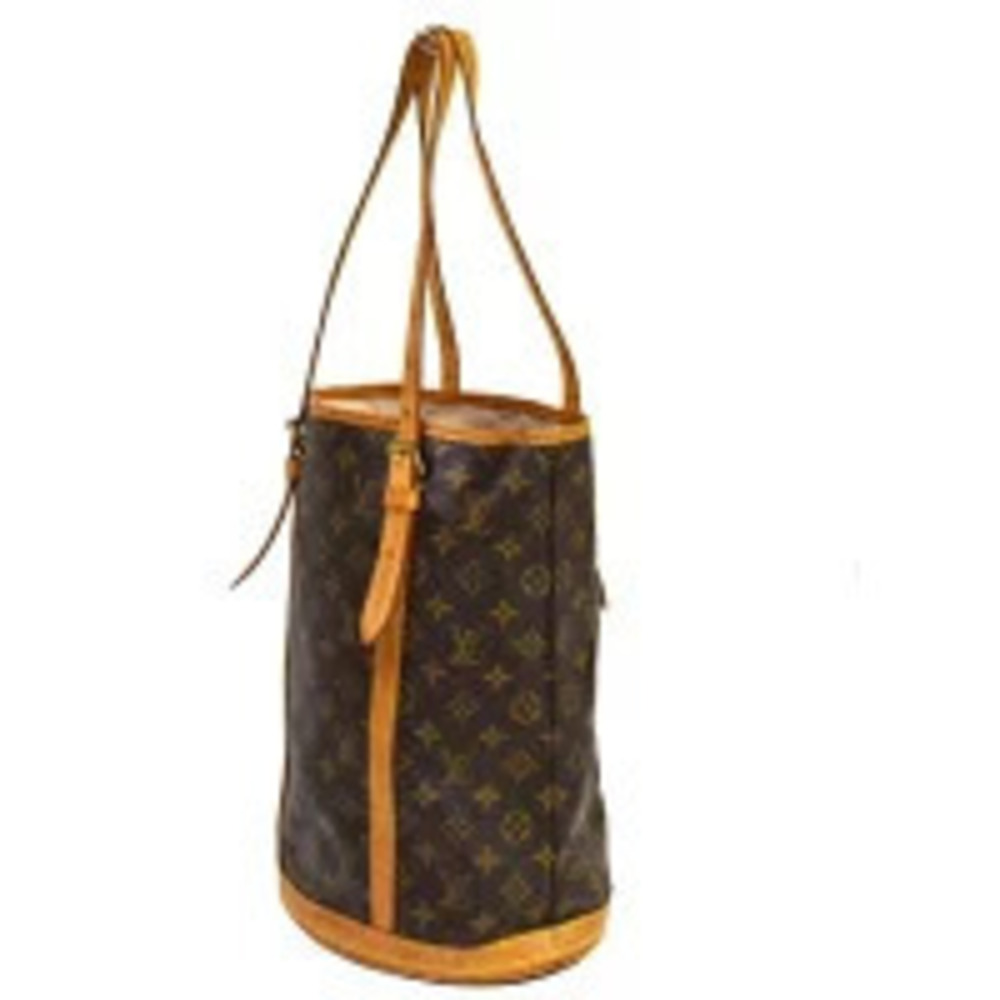Louis Vuitton Bag Shoulder Leather Bucket Monogram Brown